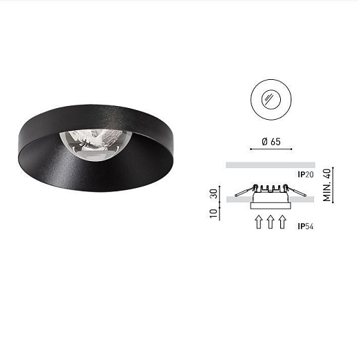 A3140011NT PUCK RECESSED S black///transparent встраиваемый LED 1х5  х  A3140011NT