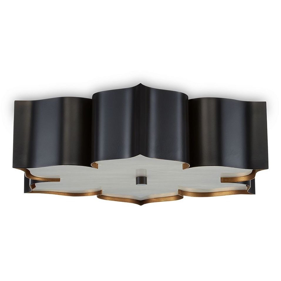 QNC-GRAND-LOTUS-F-L-BCGL GRAND LOTUS Matte Black / Contemporary Gold///Faux Alabaster потолочный E27   