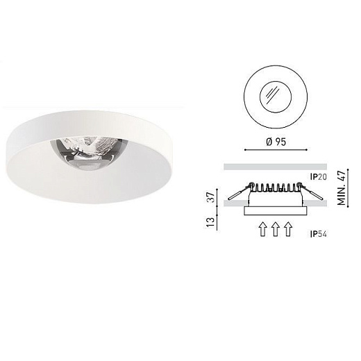 A3142011WT PUCK RECESSED L white///transparent встраиваемый LED 1х12  х  A3142011WT