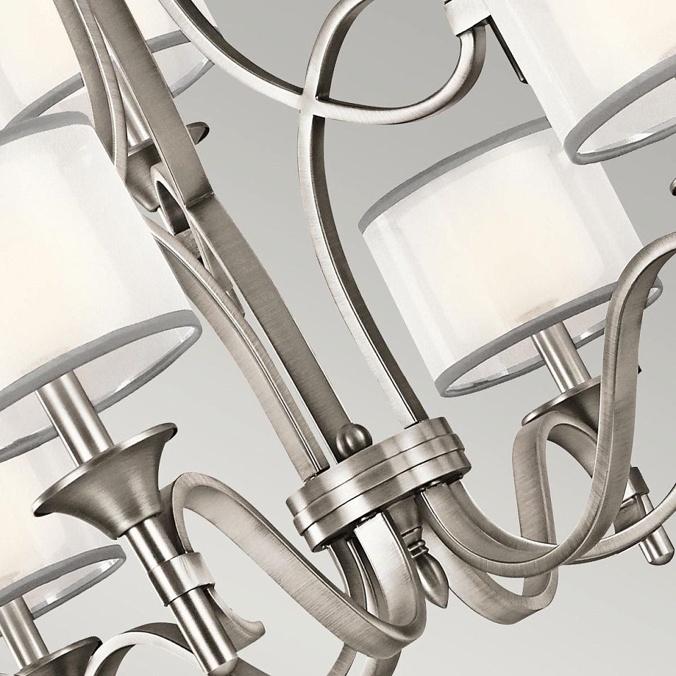 KL-LACEY9-AP LACEY Antique Pewter/Etched Opal Glass, Organza Shades// подвесной E14 9х40  х   