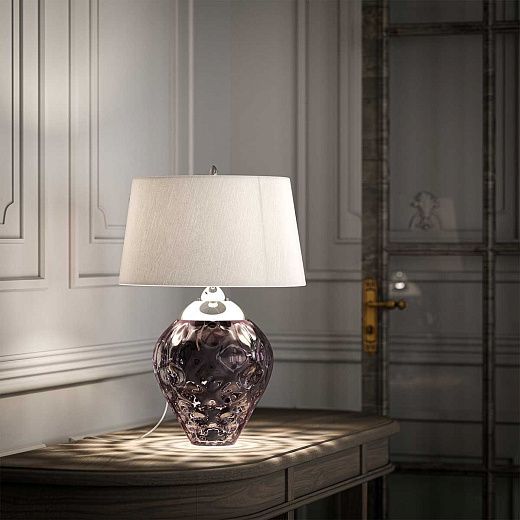QN-SAMARA-TL-PLM SAMARA Polished Nickel/Ametist/Titanium silver faux silk// настольный E27 1х60 GU10  QN-SAMARA-TL-PLM