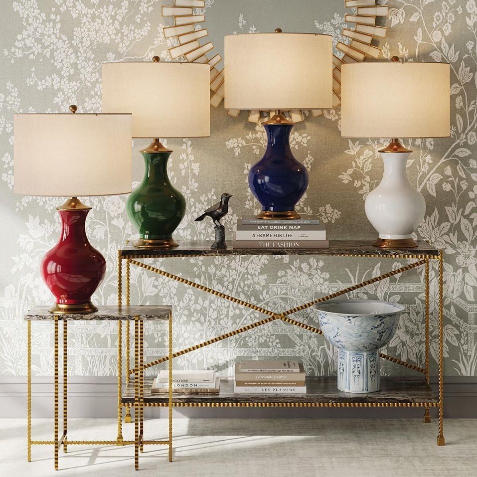 QNC-LILOU-TL-GREEN LILOU Green / Antique Brass/Eggshell// настольный E27 1х150  х   
