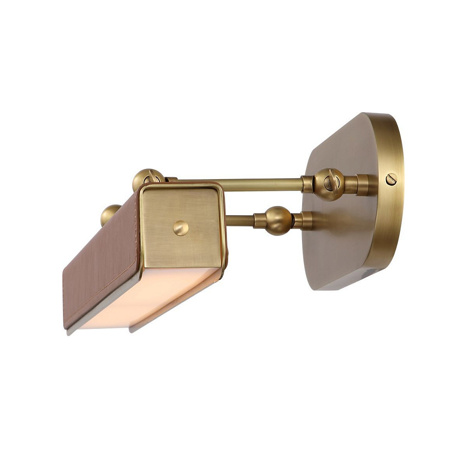 QN-VALISE-PL-M-VBS-CL  VALISE Vintage Brass/Cognac Leather ///Frosted подсветка для картин LED 1х18.   