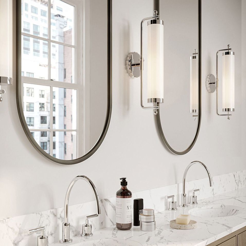 QNC-LATIMER-WB-PN  LATIMER Polished Nickel /White// настенный E27 1х60  х   