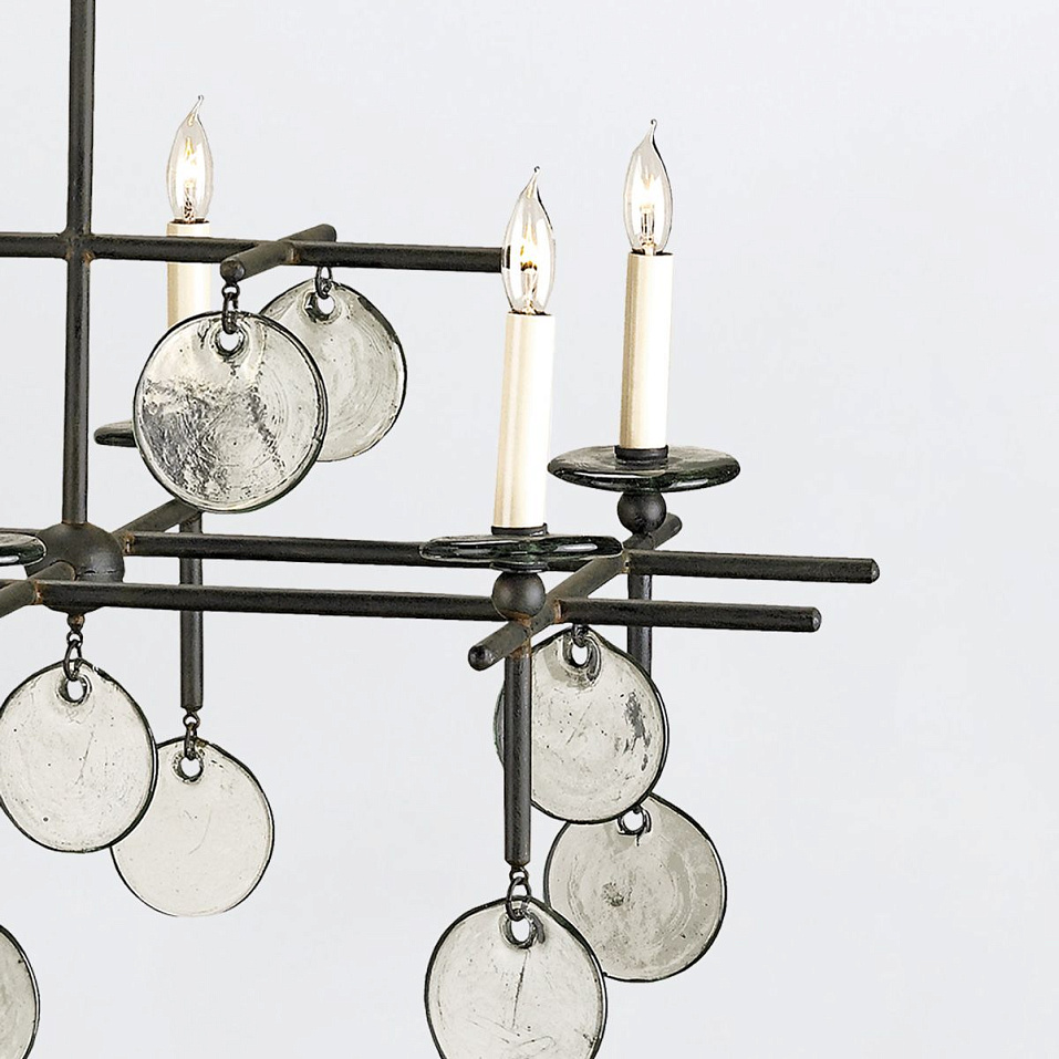 QNC-SETHOS-8LP-ABK SETHOS Old Iron/Recycled Glass/// подвесной E14 8х60  х   