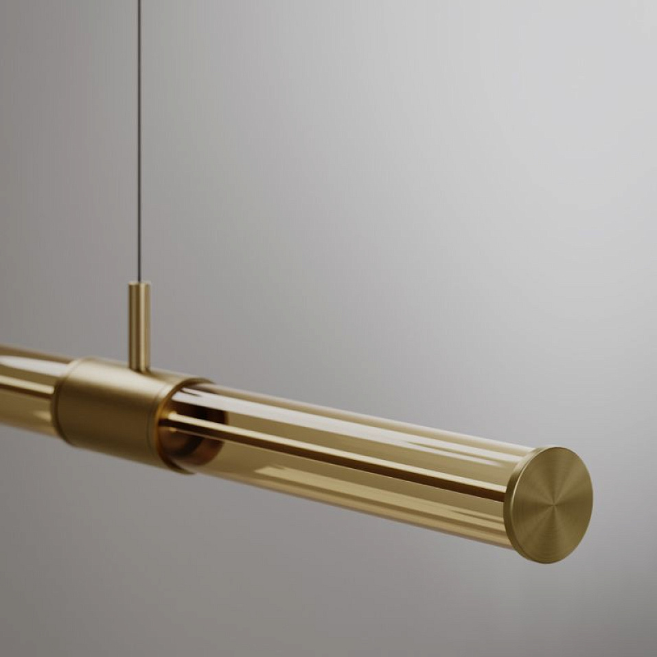 028S2M11B.CE/UL CROSS LINEAR LIGHT BURNISHED BRASS/BRONZE GLASS// подвесной LED х19.2  х   