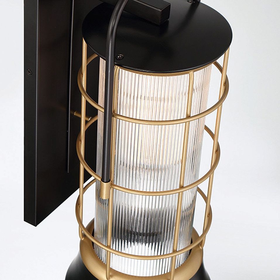QN-RIVAMAR-M-BLK-GD RIVAMAR Black and Brushed Gold/Clear Ribbed// настенный E27 1х40  х   