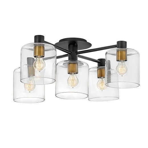 QN-AXEL5-BK ALEX Black with Heritage Brass /Clear// потолочный E27 5х60  х  QN-AXEL5-BK