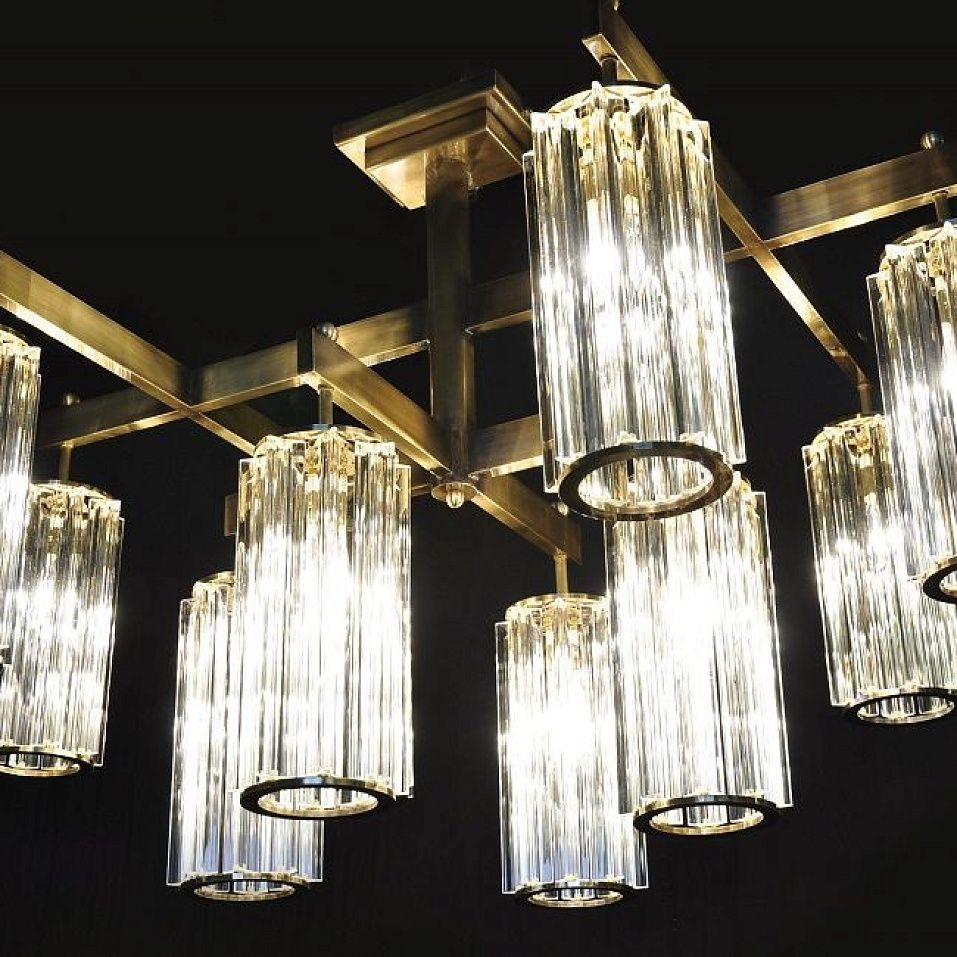 Fergus Light chandelier – 025 FERGUS Antiqued brass/Cleer Glass// потолочный E14 10х  х   