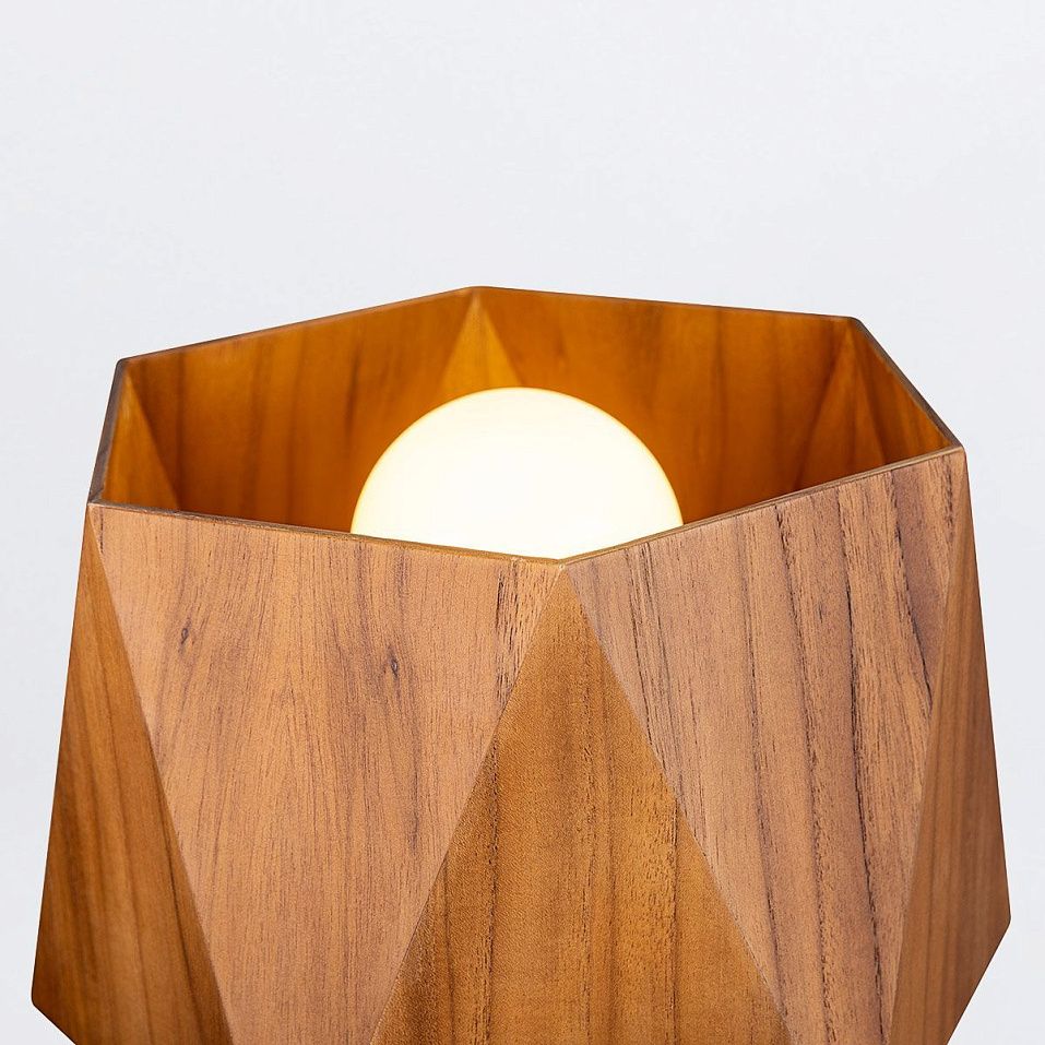 QN-ANGULAR-TL-TEAK ANGULAR Teak Veneer/ Nickel Plated Aluminium/Teak Veneer// настольный E27 1х40  х   