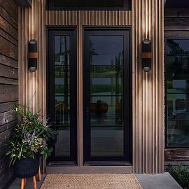 QZ-CHASM-L-BKW CHASM Matte Black/painted wood/// настенный LED 2х9,5  х  QZ-CHASM-L-BKW