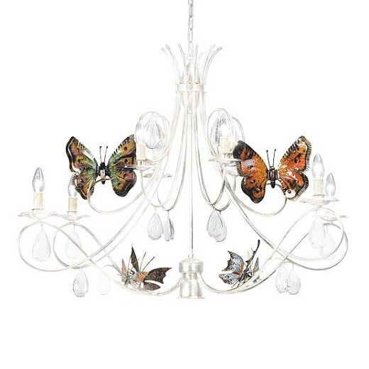 NO 126  white patina/transparent glass/color butterfly// подвесной E14 8х60  х  NO 126