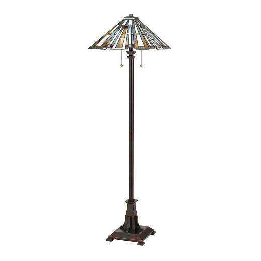 QZ-MAYBECK-FL  Valiant Bronze/Clear & Multicoloured // напольный E27 2х60  х  QZ-MAYBECK-FL