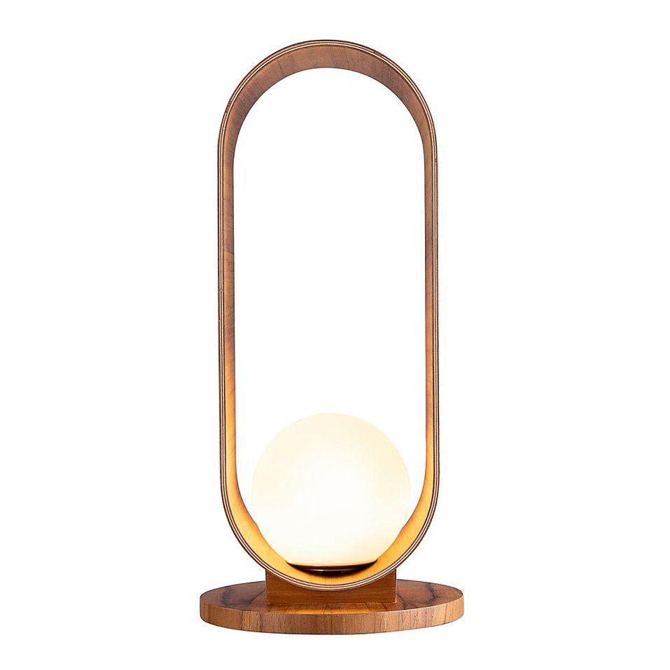 QN-SFERA-TL-L-TEAK  SFERA Teak Veneer/Opal// настольный E27 1х40  х   