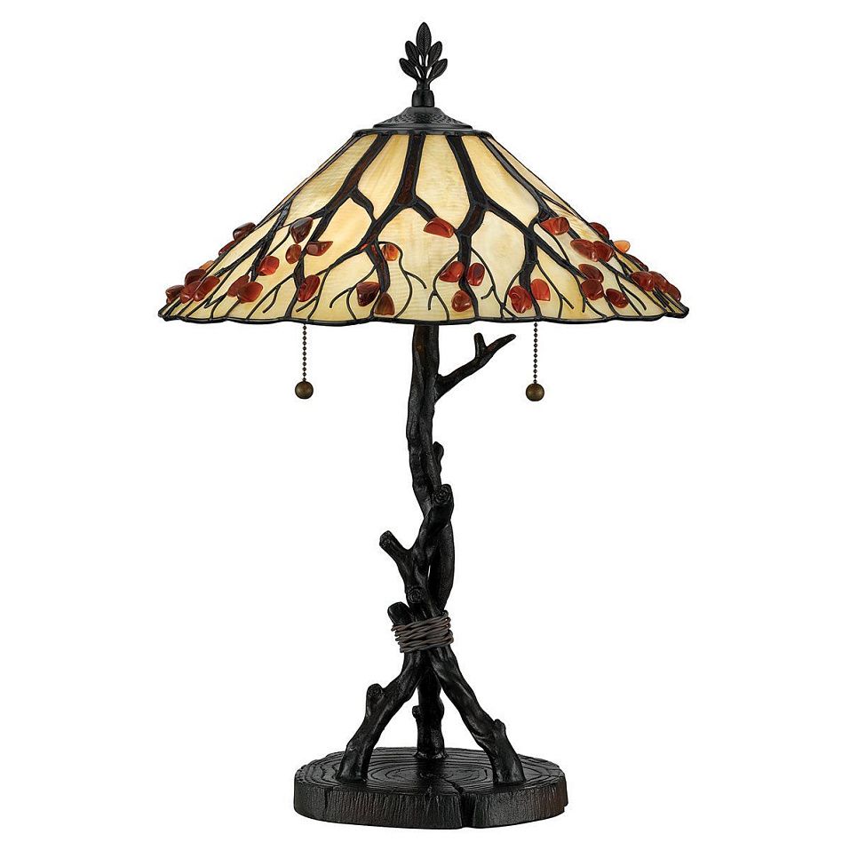 QZ-WHISPERING-TL-VB  Valiant Bronze/Creamy White Tiffany Art// настольный E27 2х60  х   