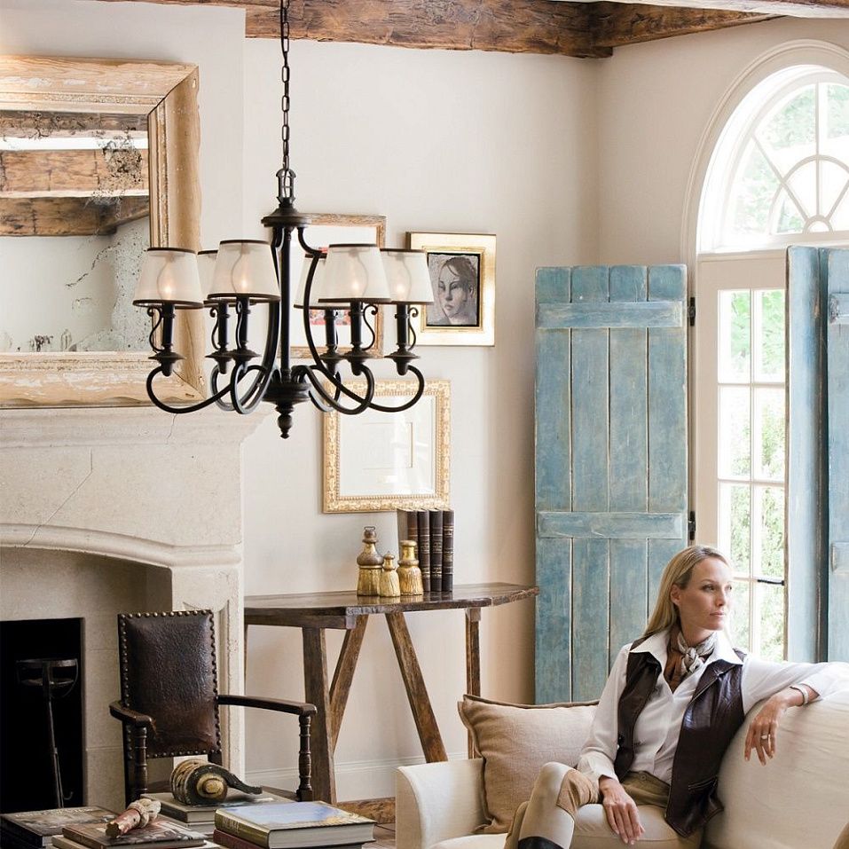 HK-PLYMOUTH6 PLYMOUTH Olde Bronze/light amber organza// подвесной E14 6х60  х   