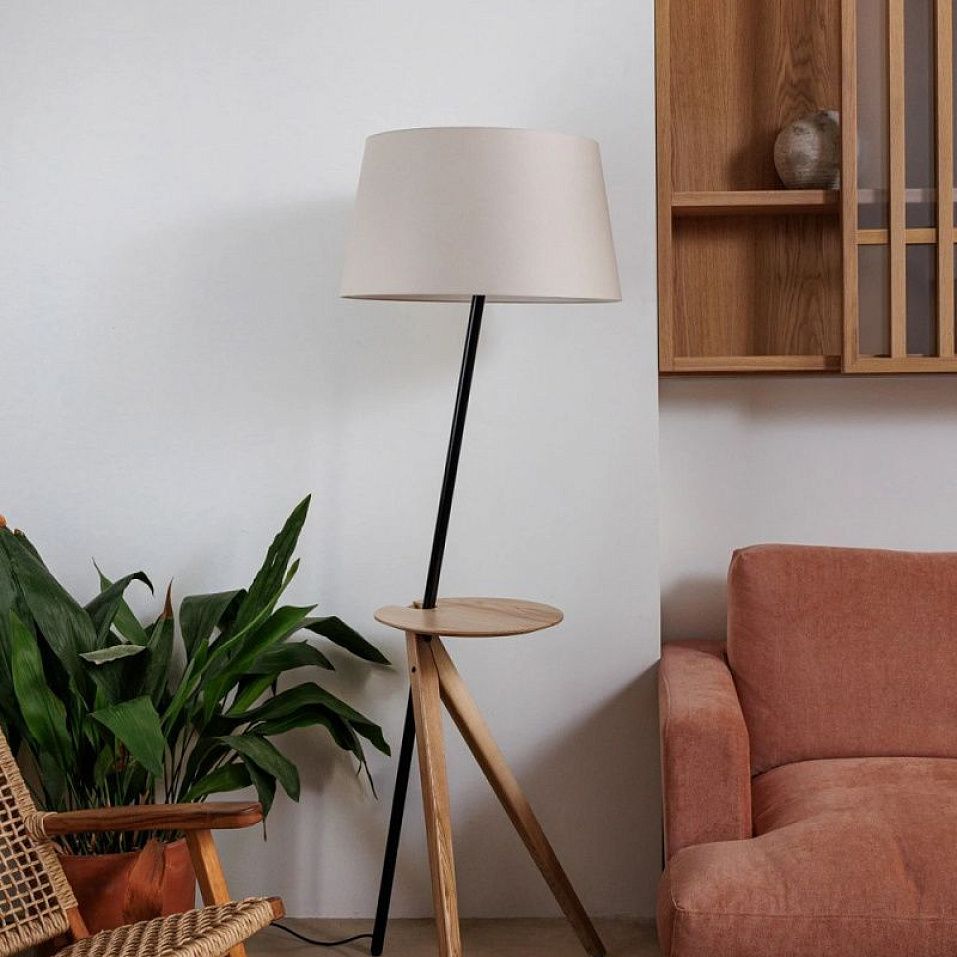 20057 TREEWOOD TRAY black/wood/beige// напольный E27 1х60  х   