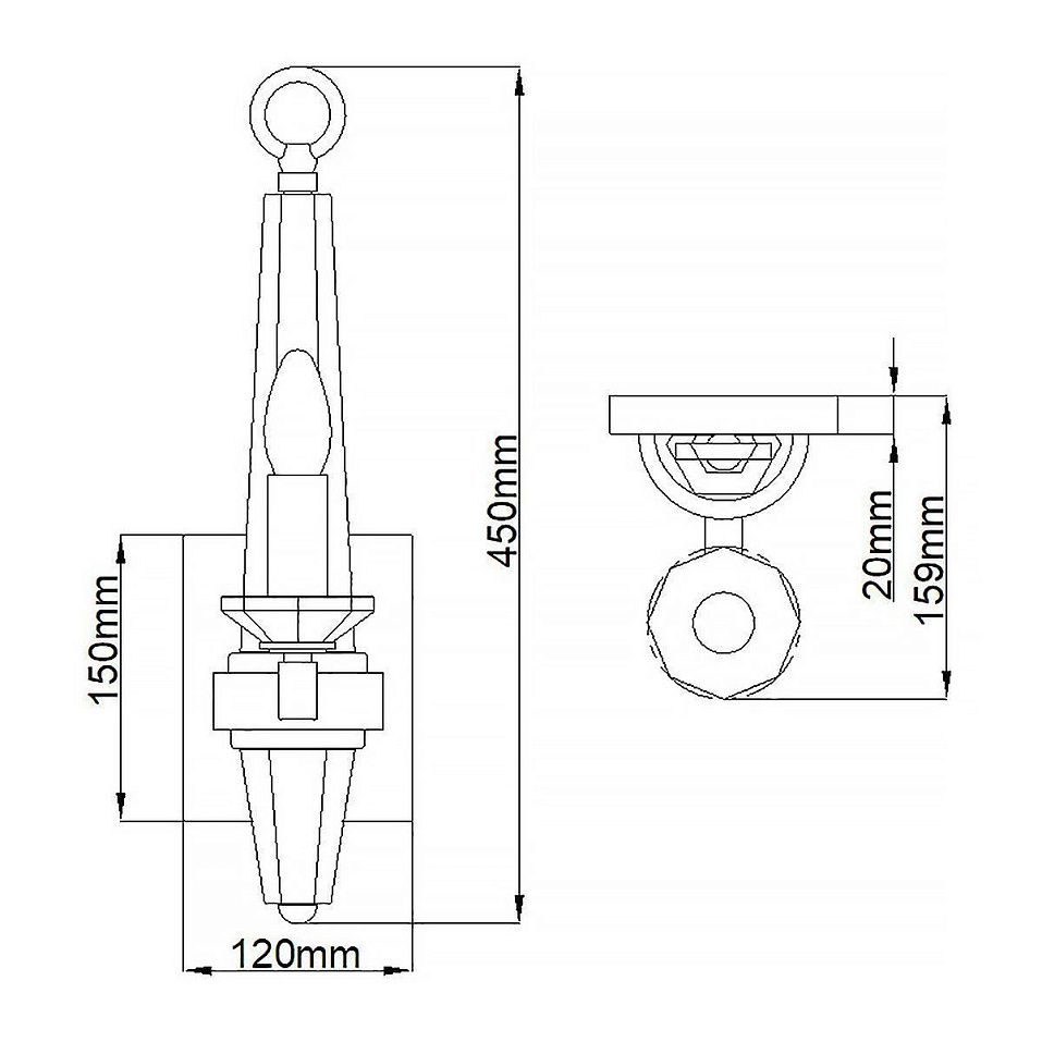 QN-ASCHER1 ASCHER Polished Nickel/Clear crystal/// настенный E14 1х60  х   