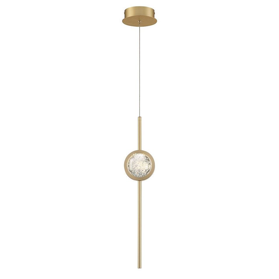 QN-BARLETTA-1P-BG BARLETTA Brushed Gold /Clear Seeded Glass// подвесной LED 1х6  х   