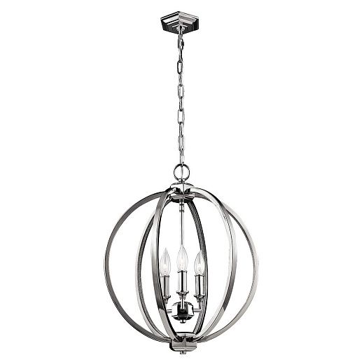 FE-CORINNE-3P-M CORINNE Polished Nickel, Crystals /// подвесной E14 3х60  х  FE-CORINNE-3P-M