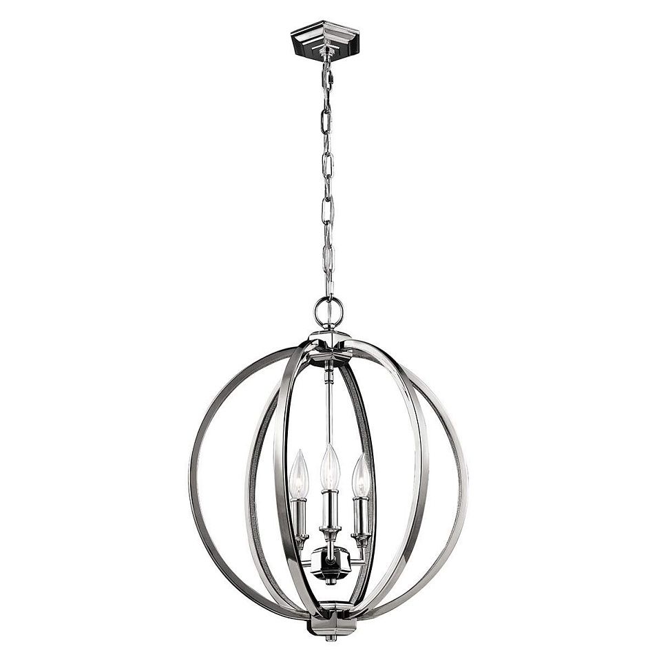 FE-CORINNE-3P-M CORINNE Polished Nickel, Crystals /// подвесной E14 3х60  х   
