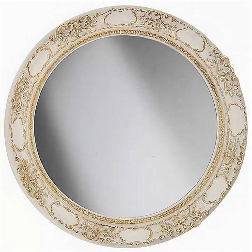 110QMI707 round 70x70/90x90 Зеркало, слоновая кость - золотой, дерево/полиуретан, 90х90 см  110QMI707 round 70x70/90x90