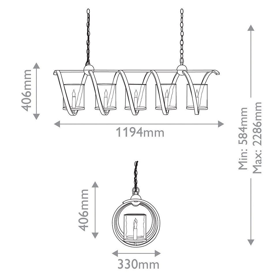 QNC-MAXIMUS-5LP-PYB MAXIMUS Pyrite Bronze/Clear// подвесной E14 5х40  х   