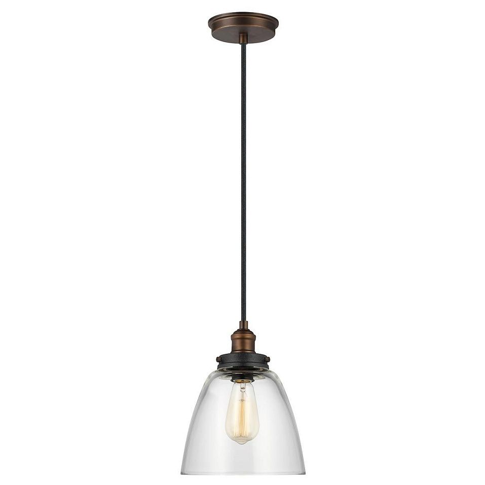 FE-BASKIN-P-B-BR BASKIN Painted Aged Brass/Dark Weathered Zinc/Clear// подвесной E27 1х60  х   