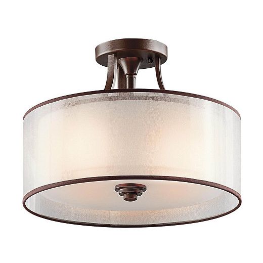KL-LACEY-SF-MB LACEY Mission Bronze/Etched Opal Glass, Organza// потолочный E27 3х60  х  KL-LACEY-SF-MB