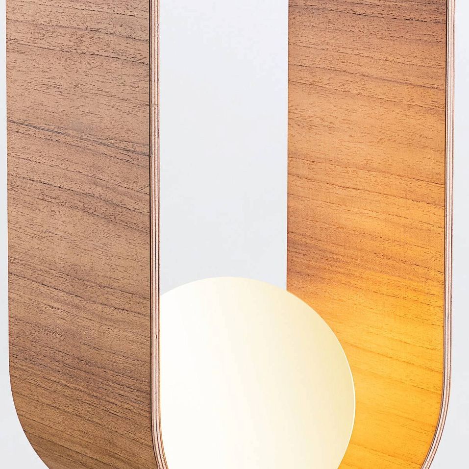 QN-SFERA-TL-L-TEAK  SFERA Teak Veneer/Opal// настольный E27 1х40  х   