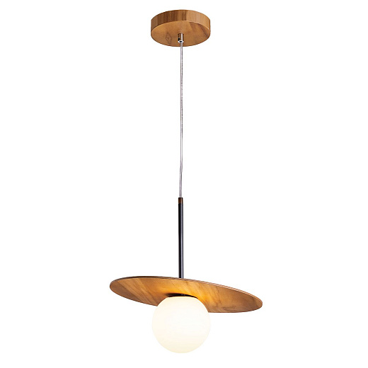 QN-ORBIT-P-M-TEAK ORBIT Teak Veneer / Nickel-Plated Aluminium /Teak Veneer /Opal Glass// подвесной E  QN-ORBIT-P-M-TEAK