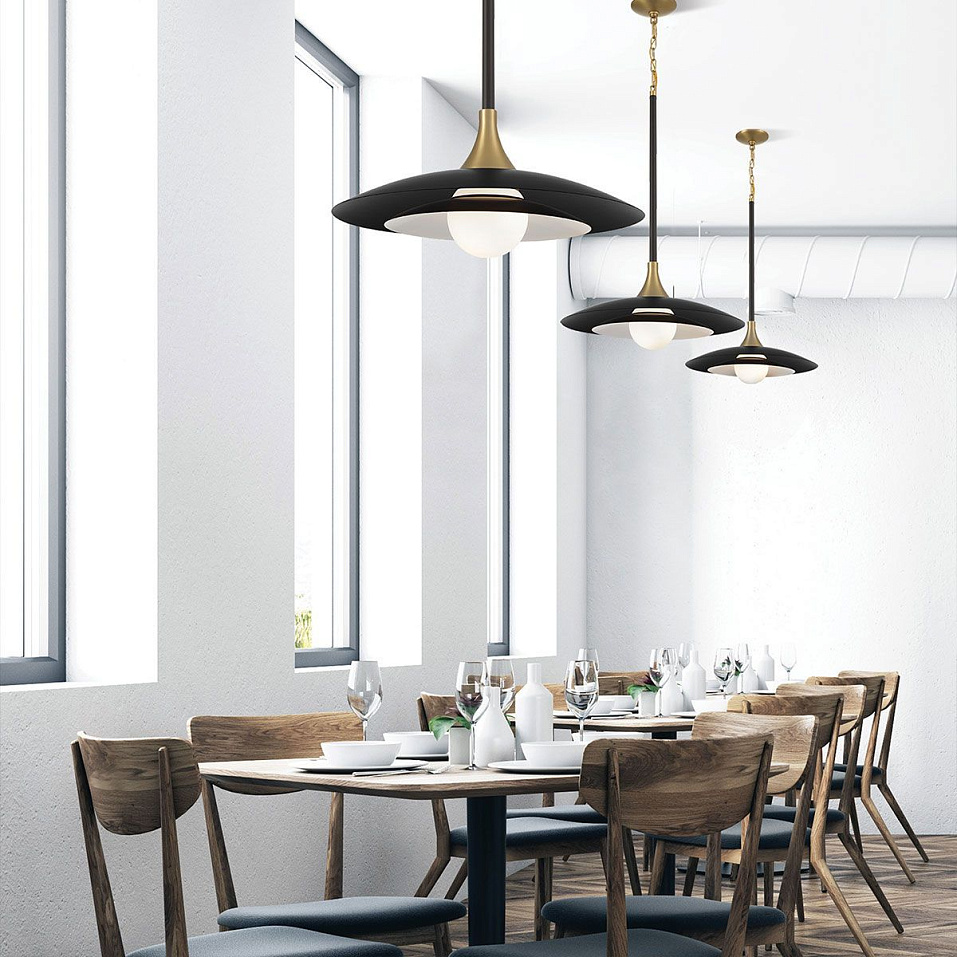 QN-WELSH-P-BK WELSH Matte Black/Brushed Gold/Matte Black//белый подвесной LED 1х15  х   