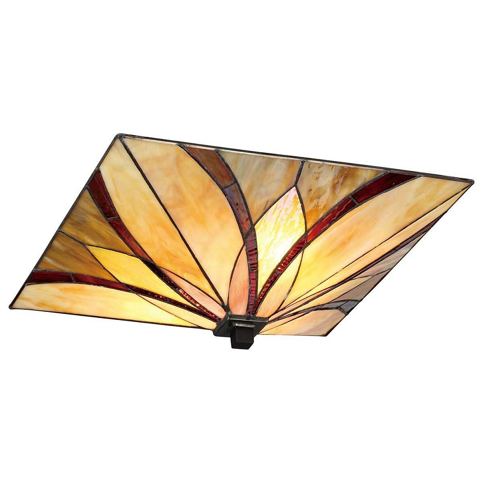 QZ-ASHEVILLE-F ASHEVILLE Valiant Bronze/Cream, Amber & Red// потолочный E27 2х60  х   