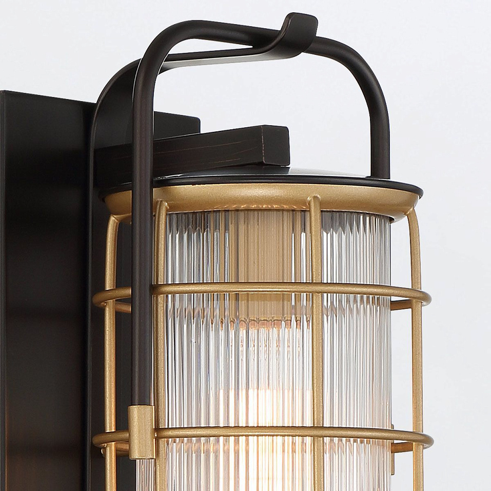 QN-RIVAMAR-S-BLK-GD RIVAMAR Black and Brushed Gold/Clear Ribbed// настенный E27 1х40  х   