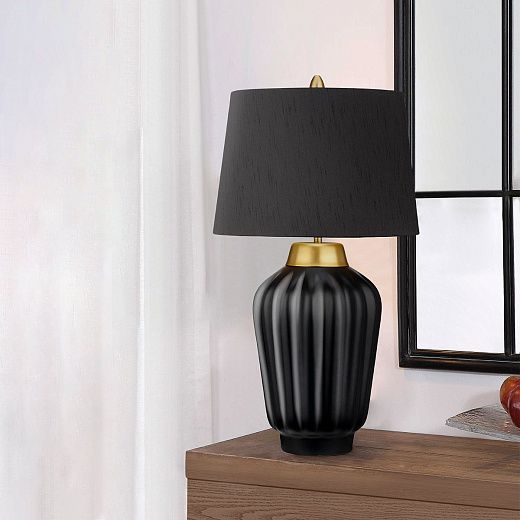 QN-BEXLEY-TL-BKBB BEXLEY Black & Brushed Brass/Black with gold laminate inner// настольный E27 1х60   QN-BEXLEY-TL-BKBB