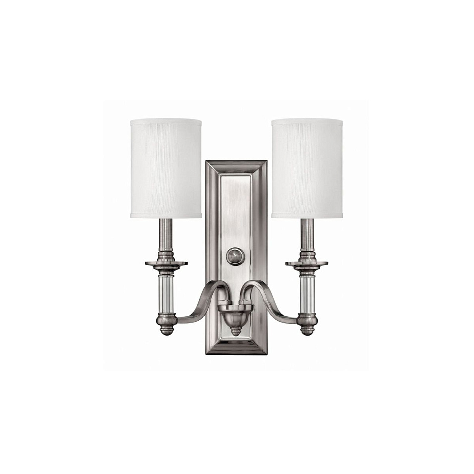 HK-SUSSEX2  SUSSEX Brushed Nickel /White// настенный E14 2х60  х   