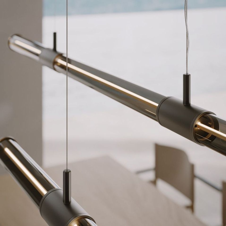 028S2M11B.CE/UL CROSS LINEAR LIGHT BURNISHED BRASS/BRONZE GLASS// подвесной LED х19.2  х   