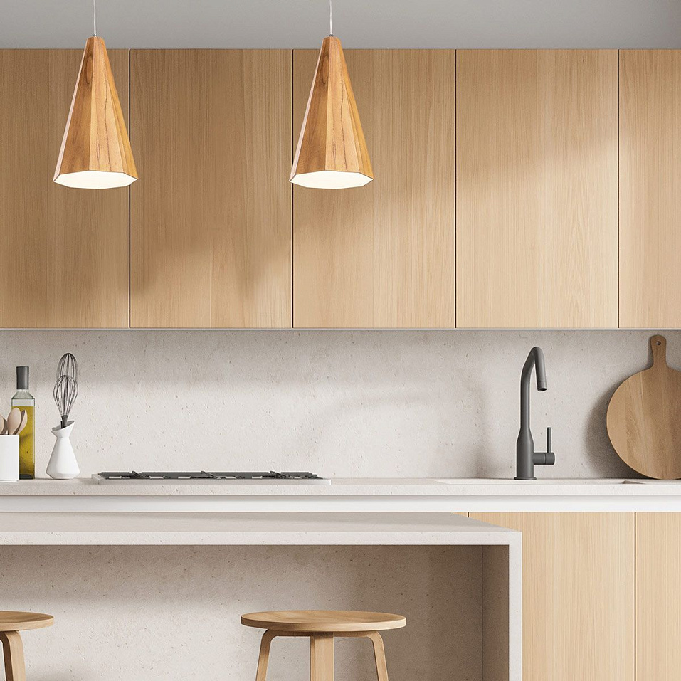 QN-ANGULAR-P-S-TEAK ANGULAR Teak Veneer /Nickel Plated Aluminium/Teak Veneer// подвесной E27 1х40  х   