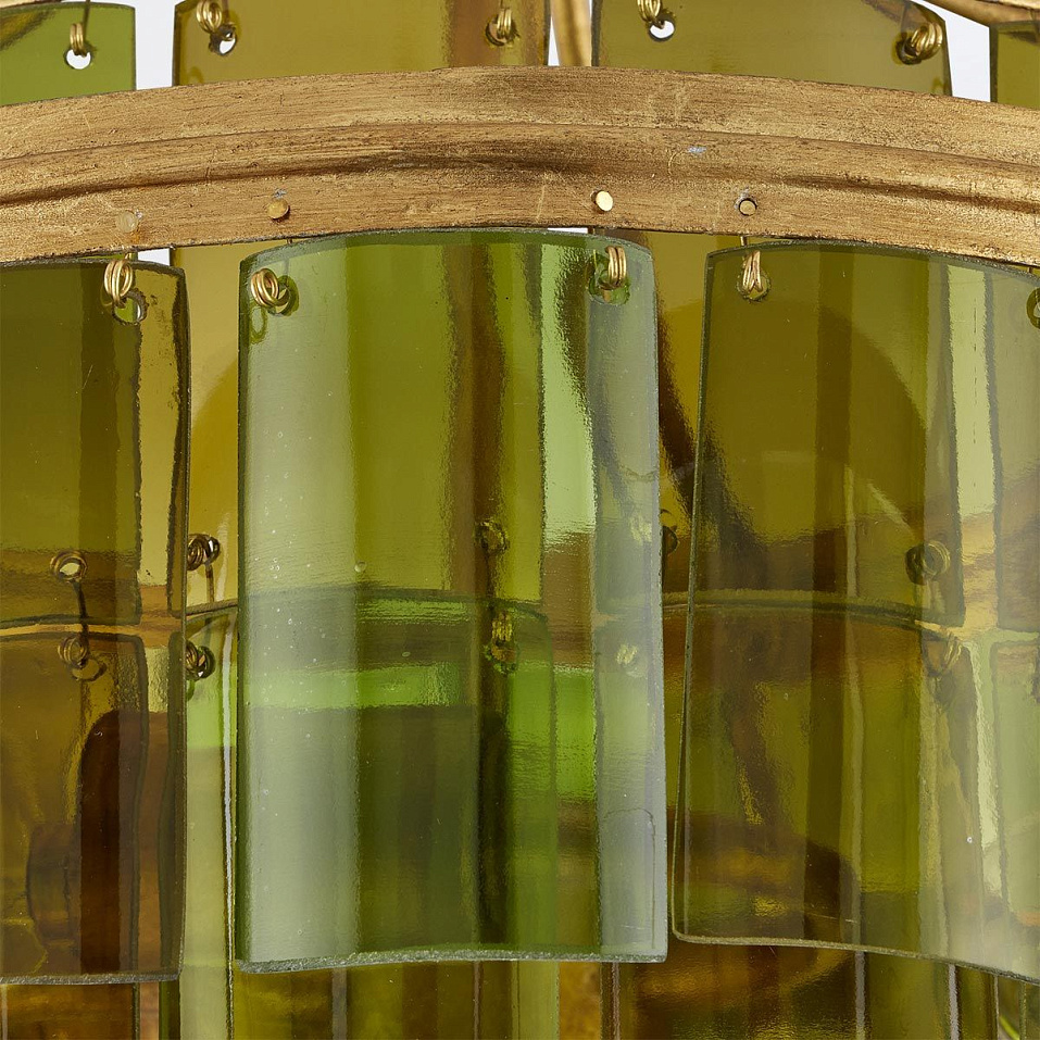 QNC-VINTNER-3SF-GR-CGL VINTNER Contemporary Gold Leaf/Recycled Green// потолочный E14 3х40  х   