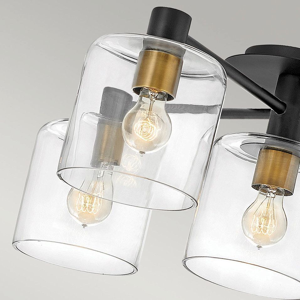 QN-AXEL5-BK ALEX Black with Heritage Brass /Clear// потолочный E27 5х60  х   