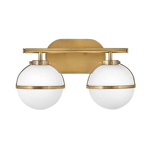 HK-HOLLIS2-O-HB-BATH HOLLIS Heritage Brass /Opal White// настенный E14 2х40  х  HK-HOLLIS2-O-HB-BATH