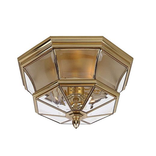 QZ-NEWBURY-F-PB NEWBURY Lacquered Polished Brass /Clear// потолочный E14 3х60  х  QZ-NEWBURY-F-PB