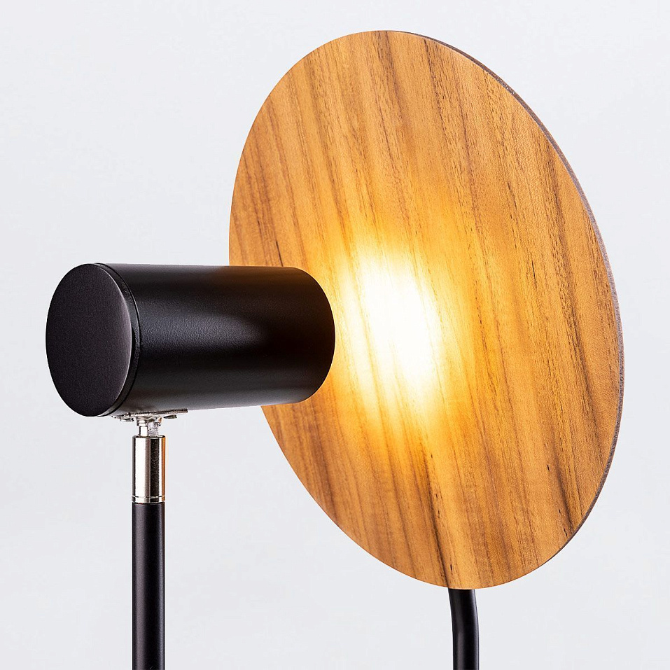 QN-DOT-TL-TEAK DOT Teak Veneer/Black/Nikel/Teak Veneer// настольный GU10LED 1х8  х   