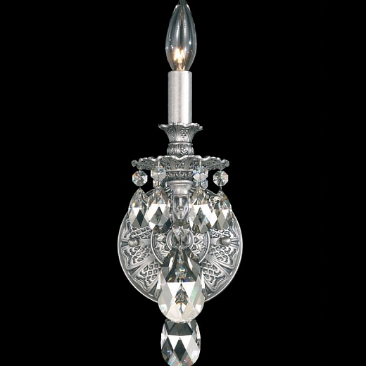 5641 48 O MILANO antique silver/optic crystal// настенный E14 1х40  х  5641 48 O