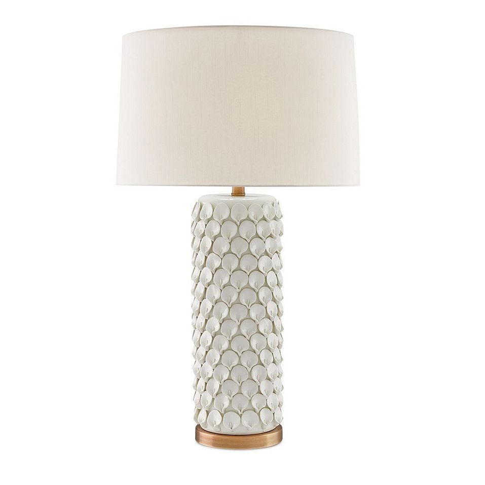 QNC-CALLA-LILY-TL-WH  Cream / Antique Brass/Beige// настольный E27 1х100  х   