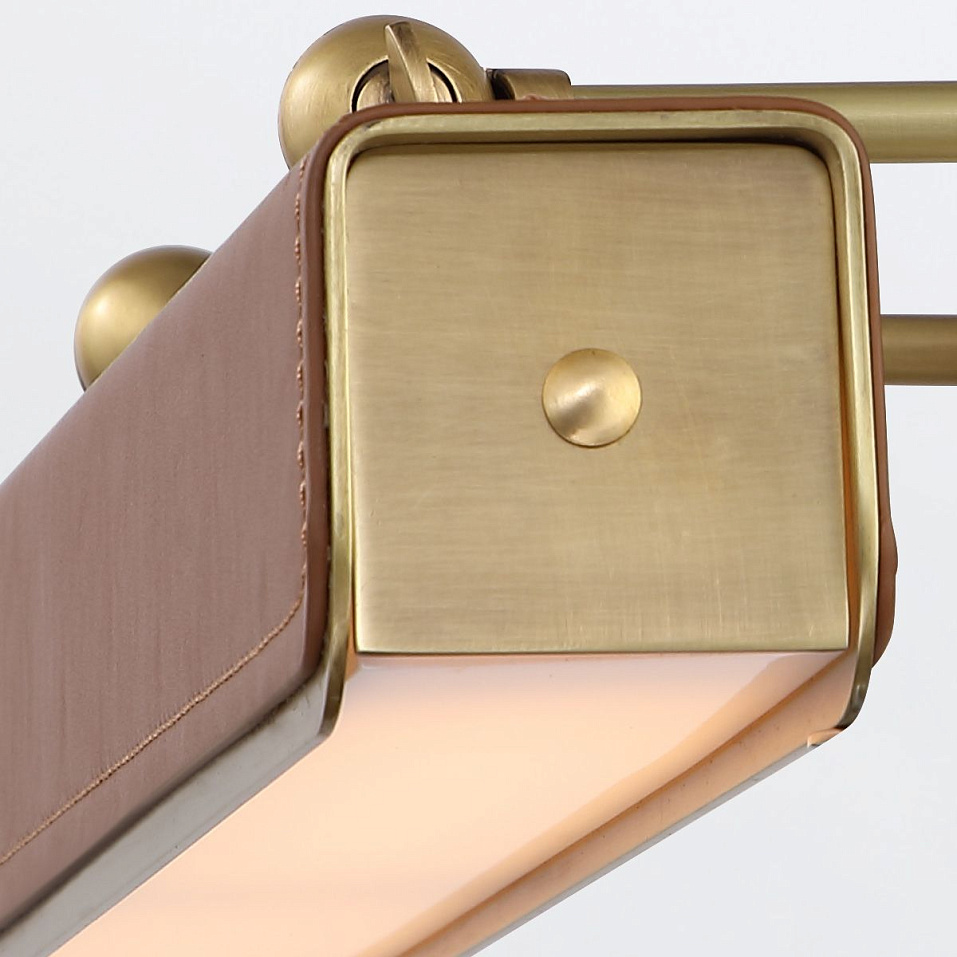 QN-VALISE-PL-M-VBS-CL  VALISE Vintage Brass/Cognac Leather ///Frosted подсветка для картин LED 1х18.   