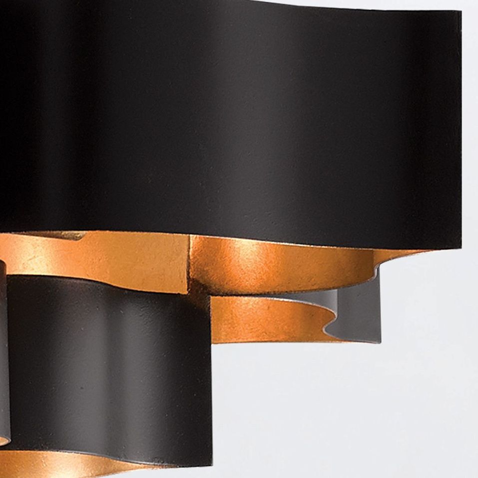 QNC-GRAND-LOTUS-6P-BCGL GRAND LOTUS Matte Black / Contemporary Gold Leaf /// подвесной E14 6х40  х   