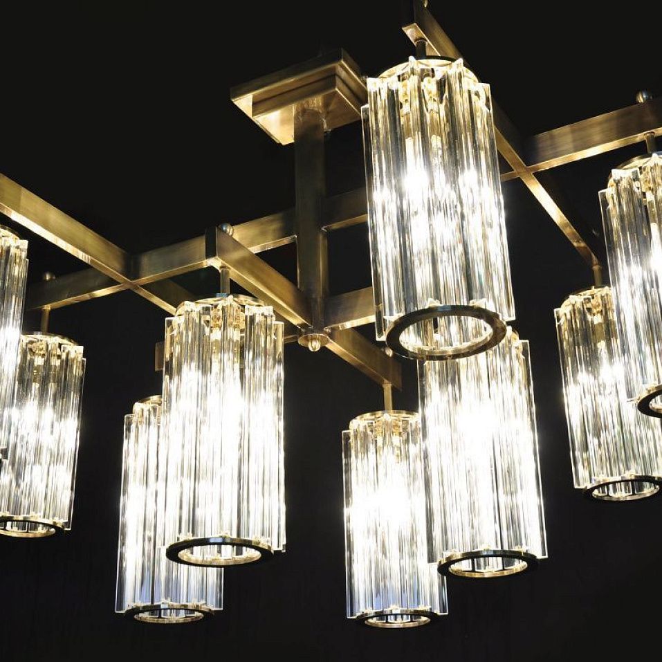 Fergus Light chandelier – 025 FERGUS Antiqued brass/Cleer Glass// потолочный E14 10х  х   