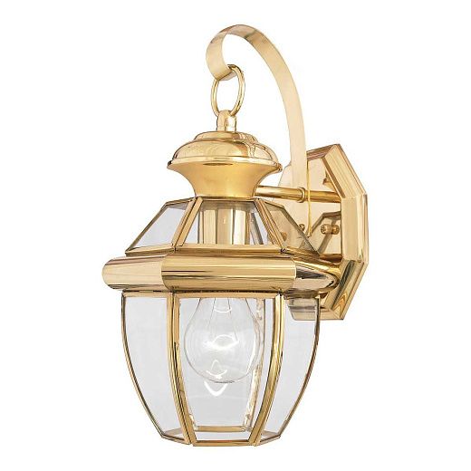 QZ-NEWBURY2-S-PB NEWBURY Lacquered Polished Brass /Clear// настенный E27 1х60  х  QZ-NEWBURY2-S-PB