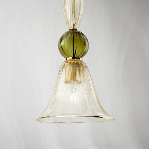 1010/S4 ANITA gold/24K gold crystal/olive green/24K gold crystal// подвесной E27 1х60  х  1010/S4
